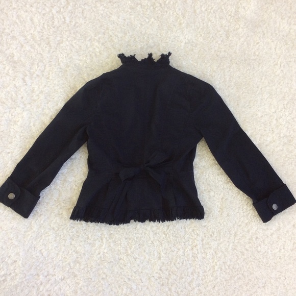 Ann Taylor LOFT Navy Military Style Ruffle Jacket - Picture 3 of 6